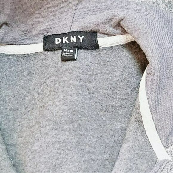 DKNY Big Boys Fleece lined Full Zip Jacket Cotton Blend Logo Hoodie - Picture 5 of 6